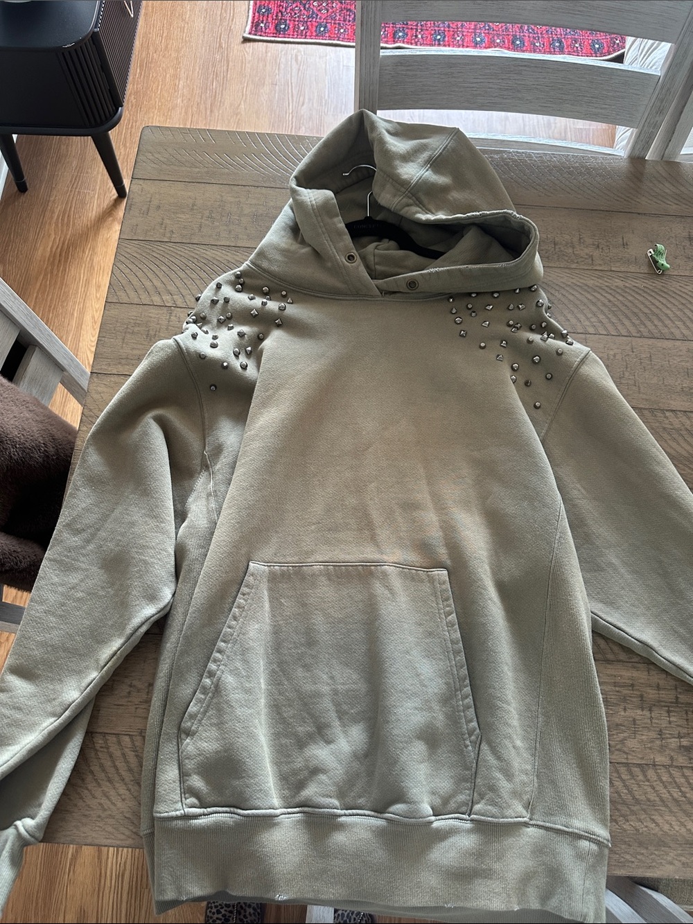 We The Free Olive Green Studded Hoodie Sweatshirt